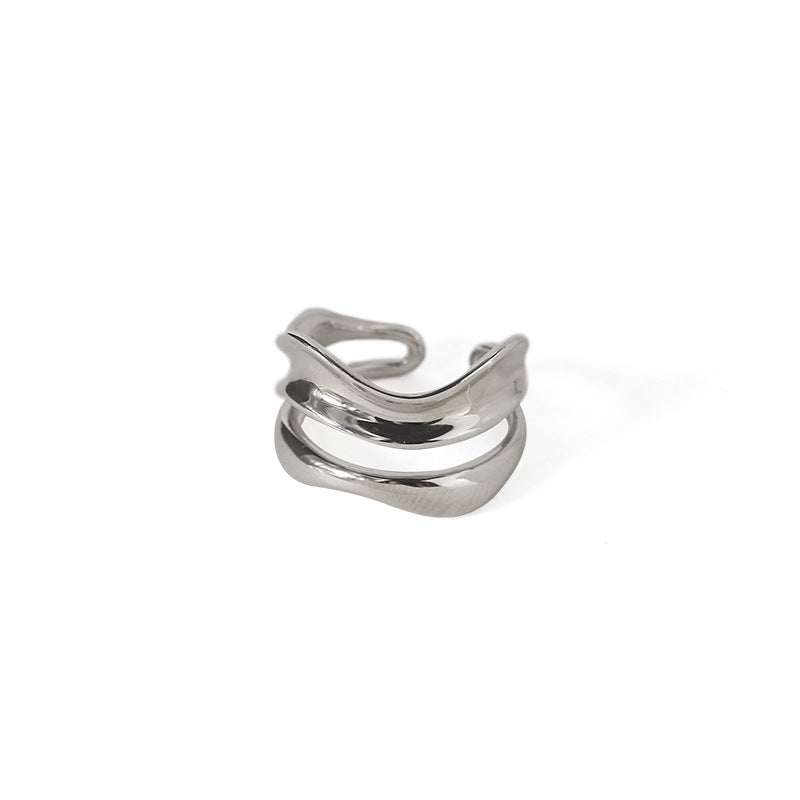 Brass White Gold Plated Minimalist Normcore Style Personalized Niche Ring Bijou Her