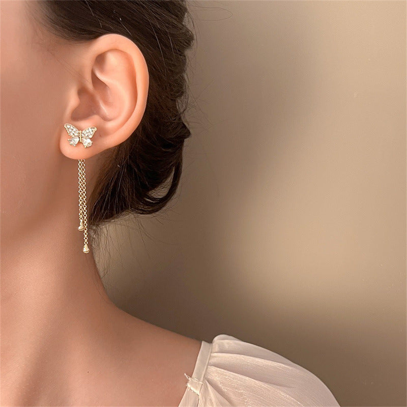 Butterfly Tassels Long Cool Wind Earrings Bijou Her