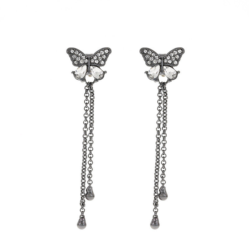 Butterfly Tassels Long Cool Wind Earrings Bijou Her