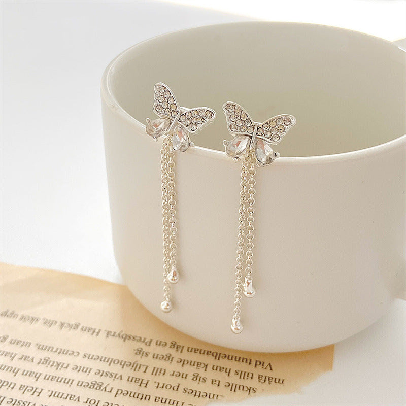 Butterfly Tassels Long Cool Wind Earrings Bijou Her