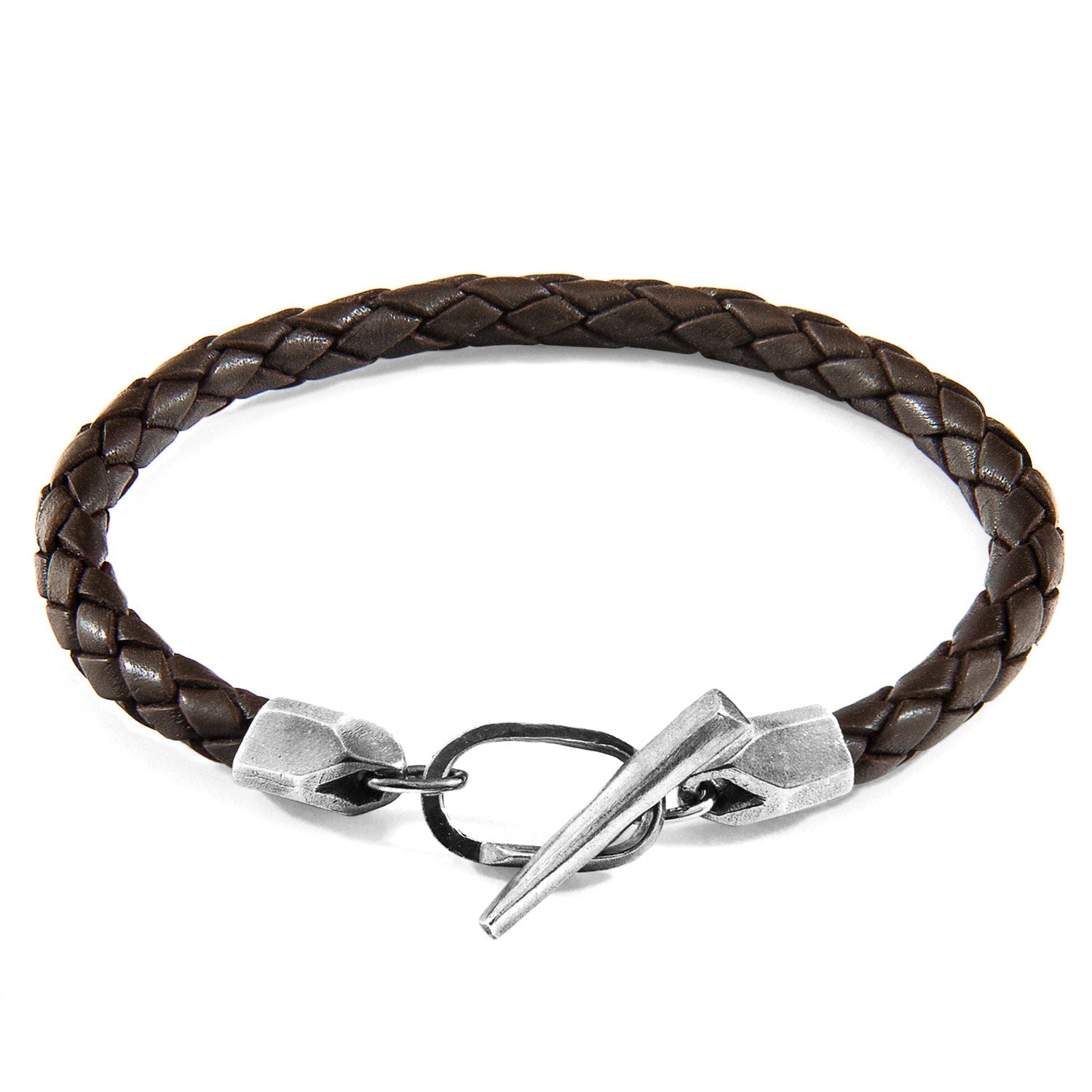 Cacao Brown Jura Silver and Braided Leather Bracelet - Handcrafted in Great Britain Bijou Her