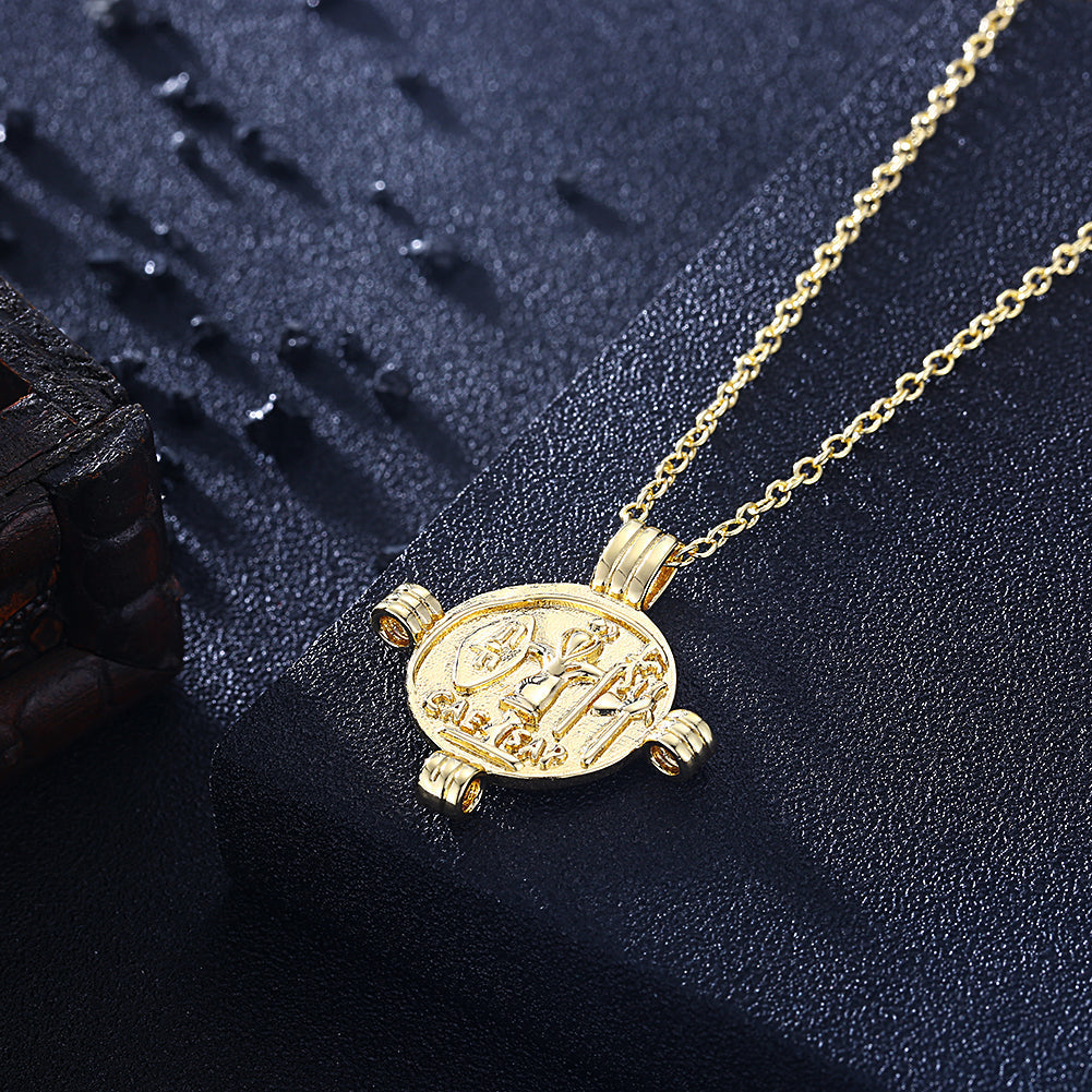 Caesar Palace Medallion Pendant Necklace - 14K Gold Plated Brass Chain, Lobster Clasp, 18.50 Inches Bijou Her