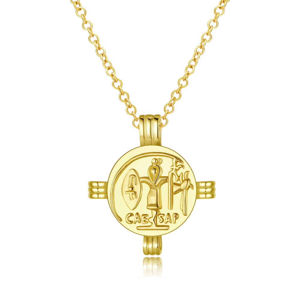 Caesar Palace Medallion Pendant Necklace - 14K Gold Plated Brass Chain, Lobster Clasp, 18.50 Inches Bijou Her
