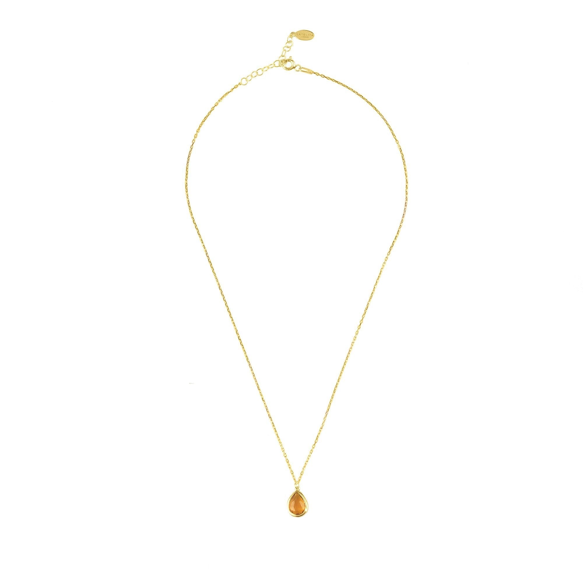 Capri Collection Citrine Mini Teardrop Necklace in Gold - Birthstone Jewelry for November-born Women Bijou Her