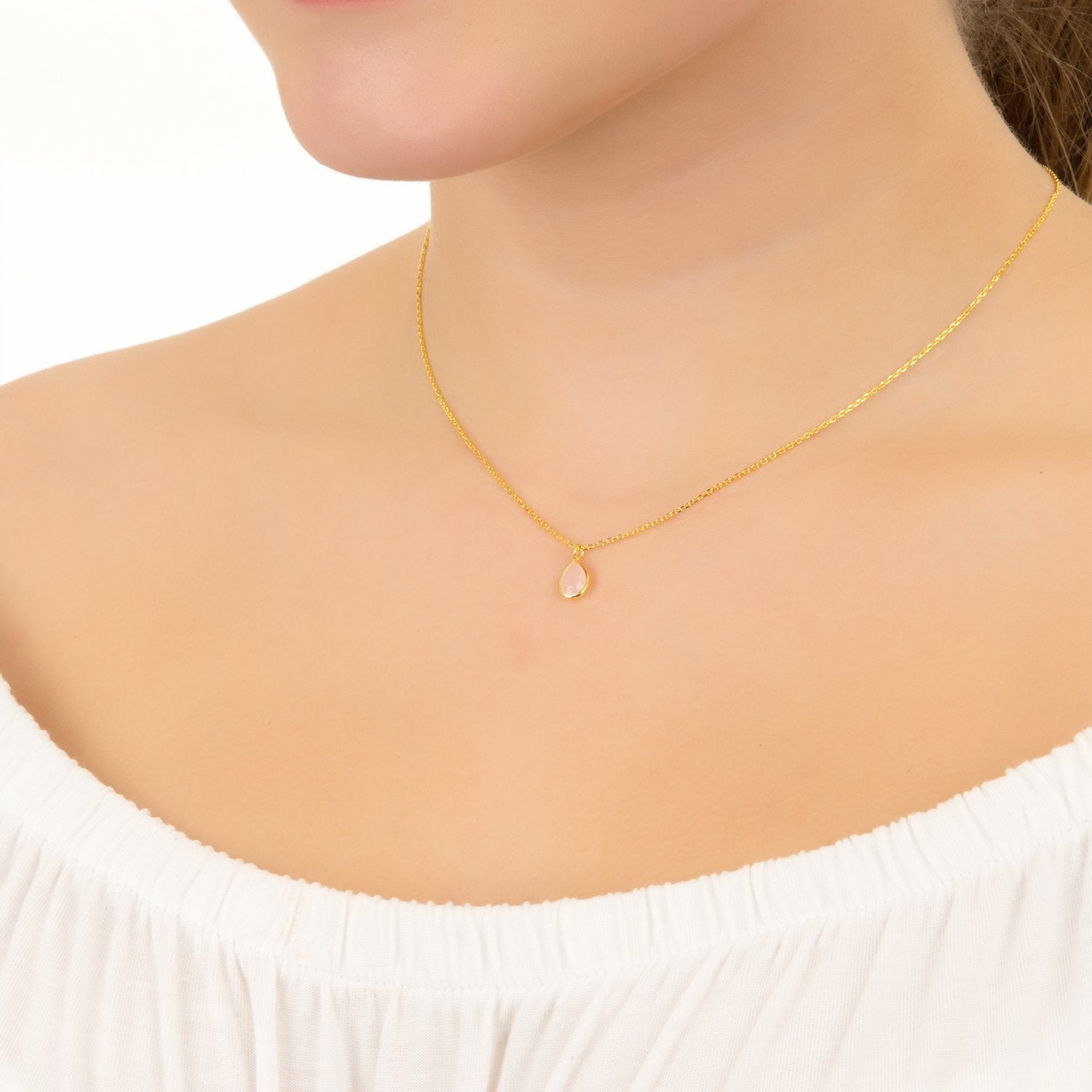 Capri Collection Citrine Mini Teardrop Necklace in Gold - Birthstone Jewelry for November-born Women Bijou Her