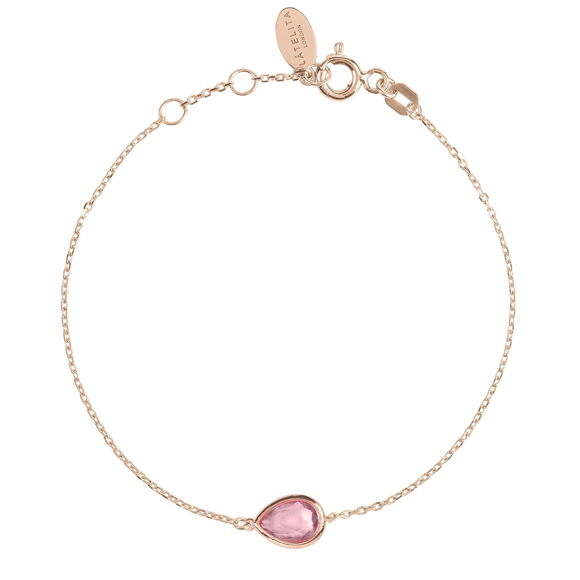 Capri Collection Pink Tourmaline Bracelet - Petite Gemstone on Rosegold Chain with Size Adjusters Bijou Her