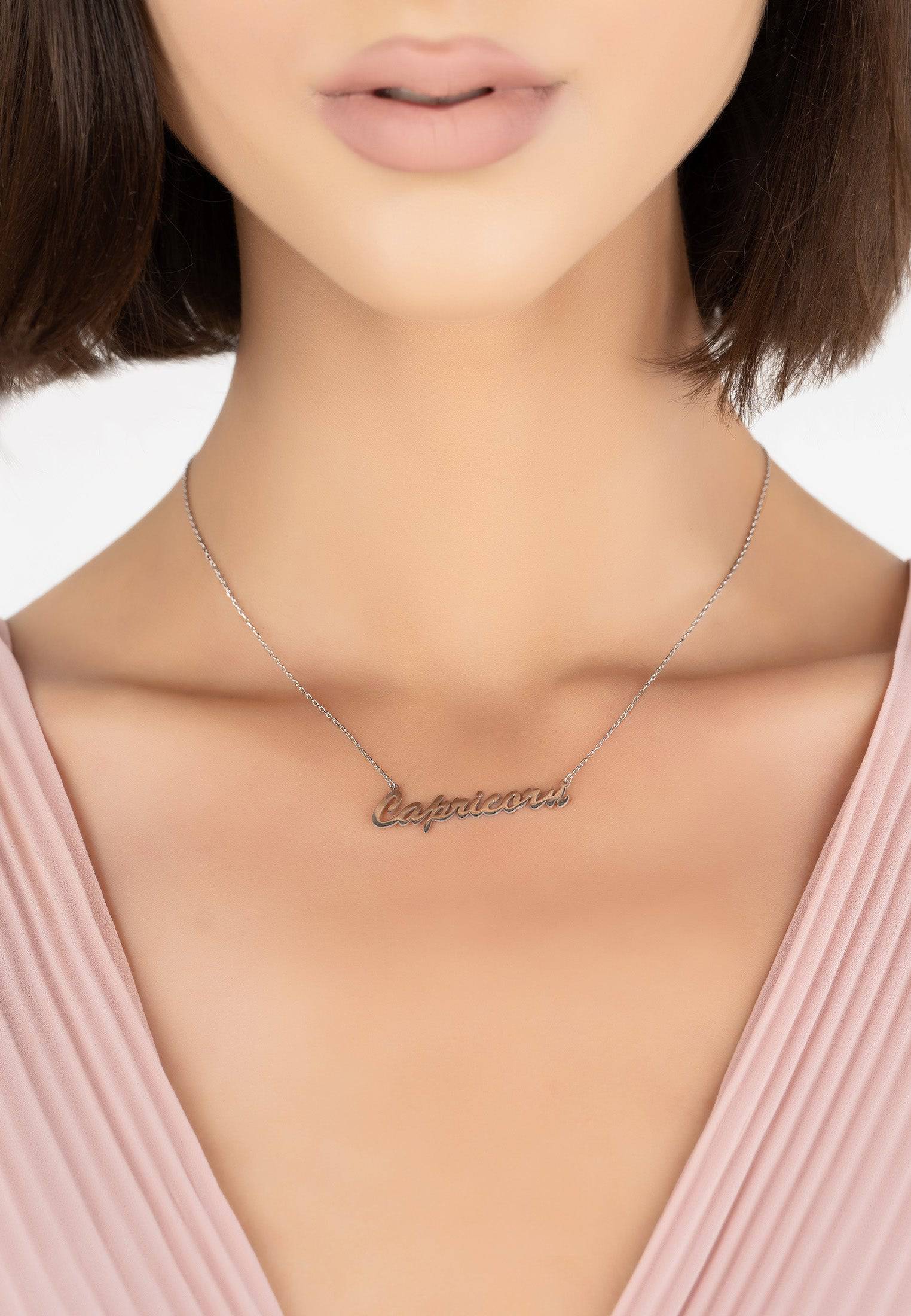 Capricorn Zodiac Name Necklace in Silver: Personalized Birthday Gift Idea Bijou Her
