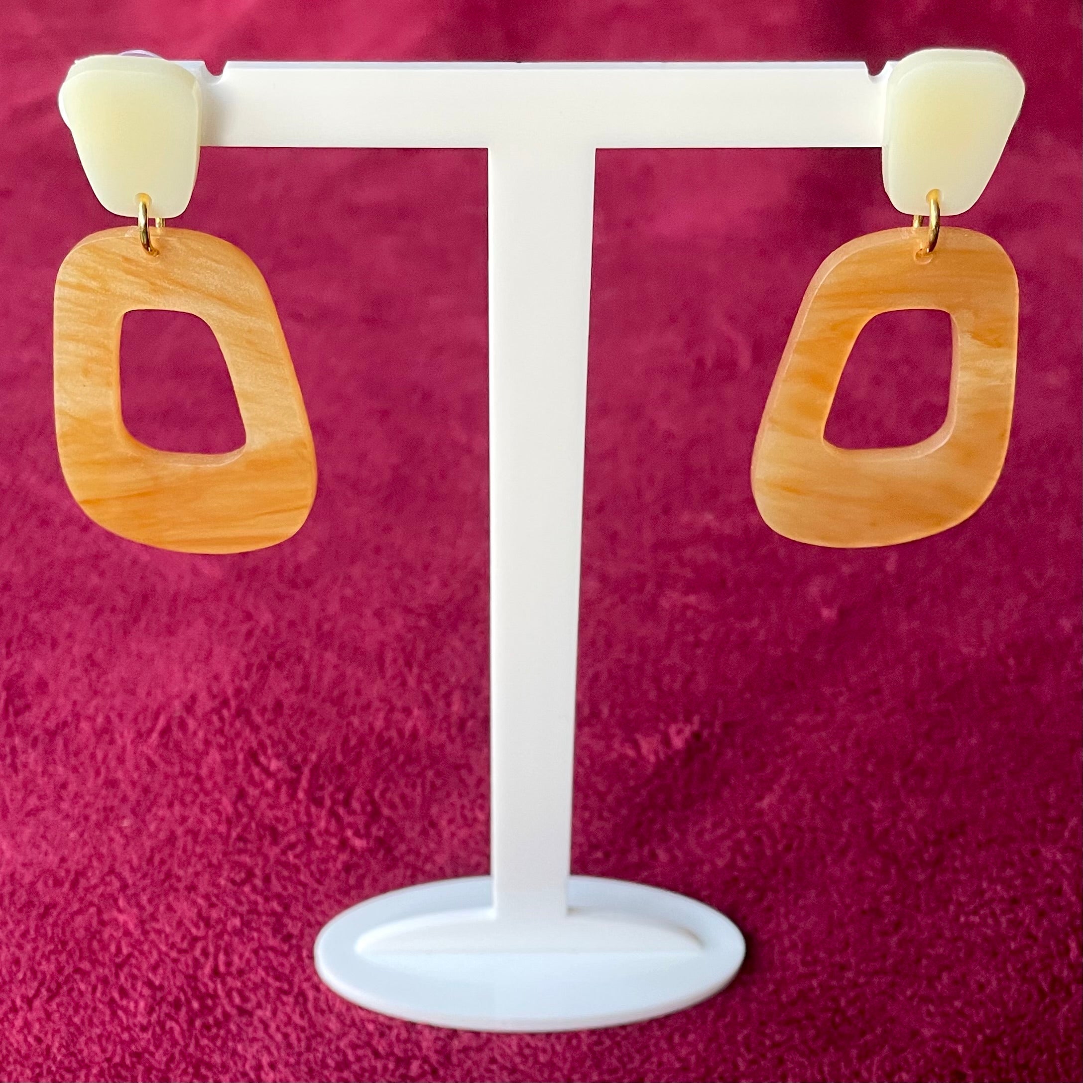 Caramel Marble Winnie Earrings - Laser Cut Acrylic Jewelry Bijou Her