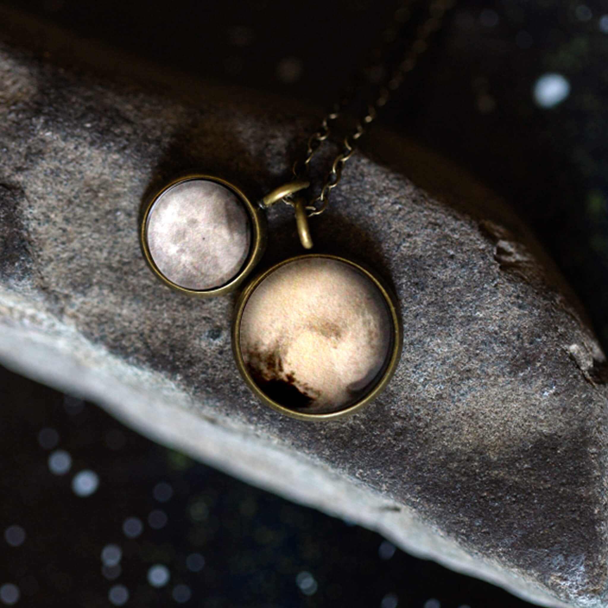 Celebrate Space Exploration with Pluto and Charon Layered Necklace Bijou Her