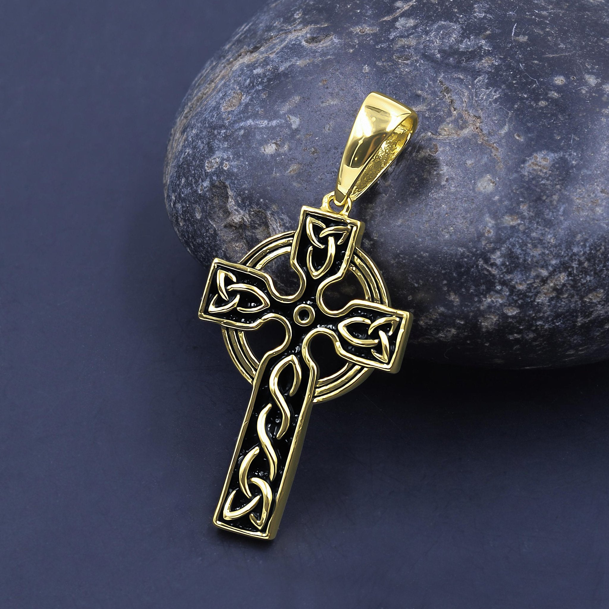 Celestial Silver Cross Pendant | Sterling Silver CZ Stones | 45mm Length Bijou Her