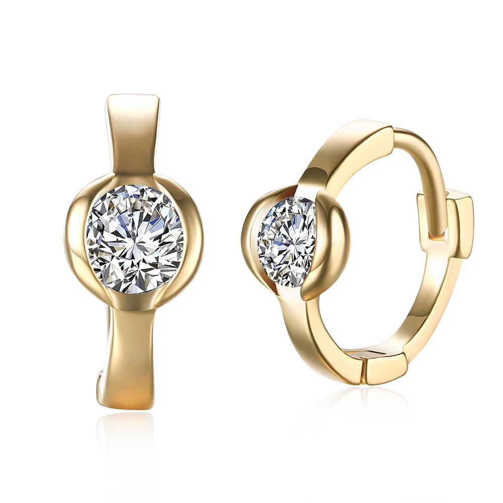 Certified Crystal Mini Clip-On Earrings - 18K Gold Plated, Hypoallergenic, Made in Italy Bijou Her