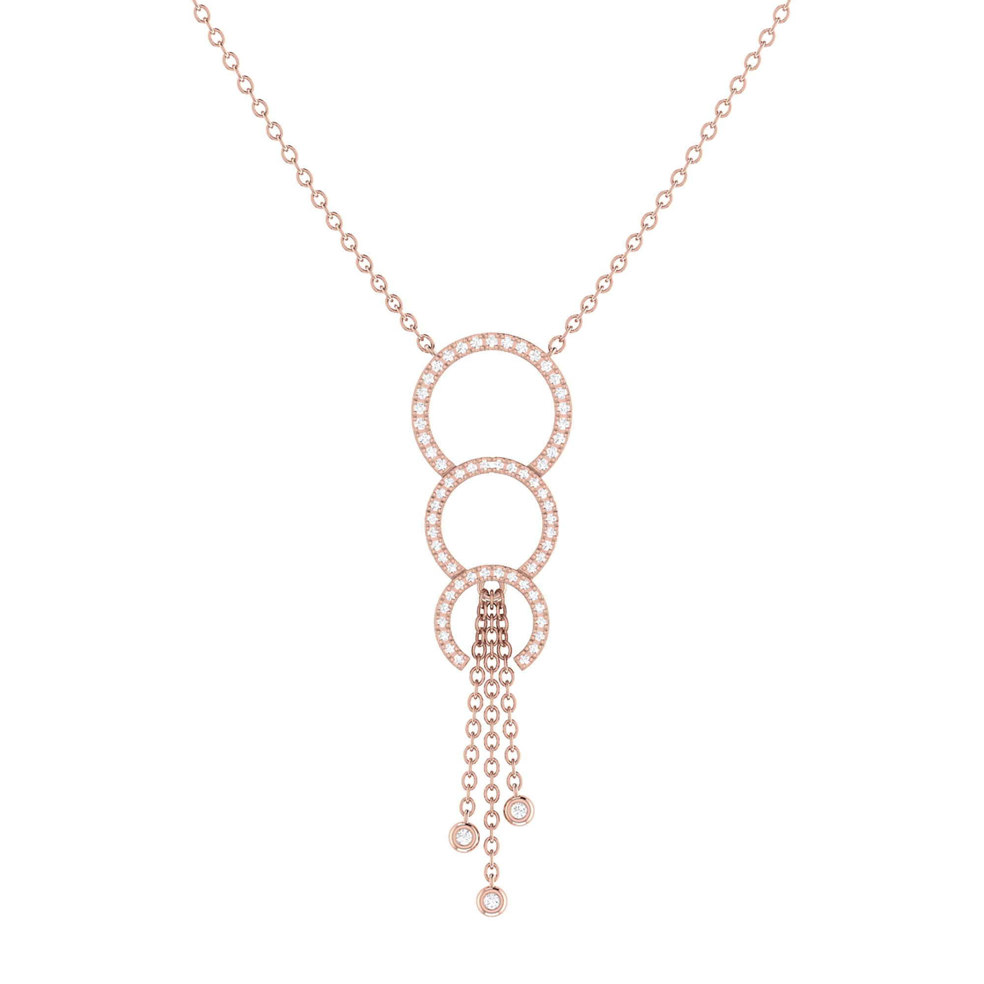 Chandelier Circle Trio Bolo Adjustable Diamond Lariat Necklace in 14K Bijou Her