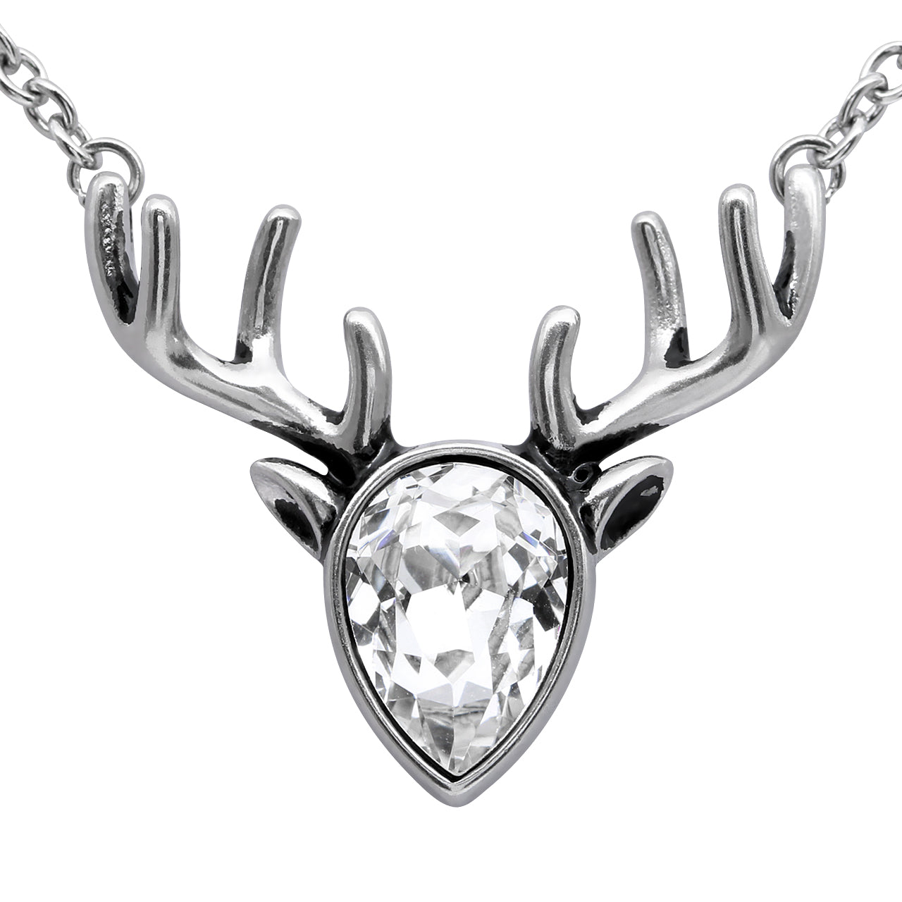 Charming Crystal Reindeer Pendant Necklace - Stainless Steel with Swarovski Crystal Bijou Her