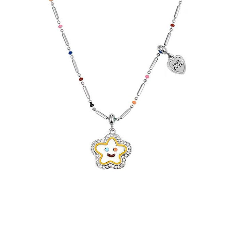 Childlike Colorful Beaded Pendant Necklace Girl Bijou Her