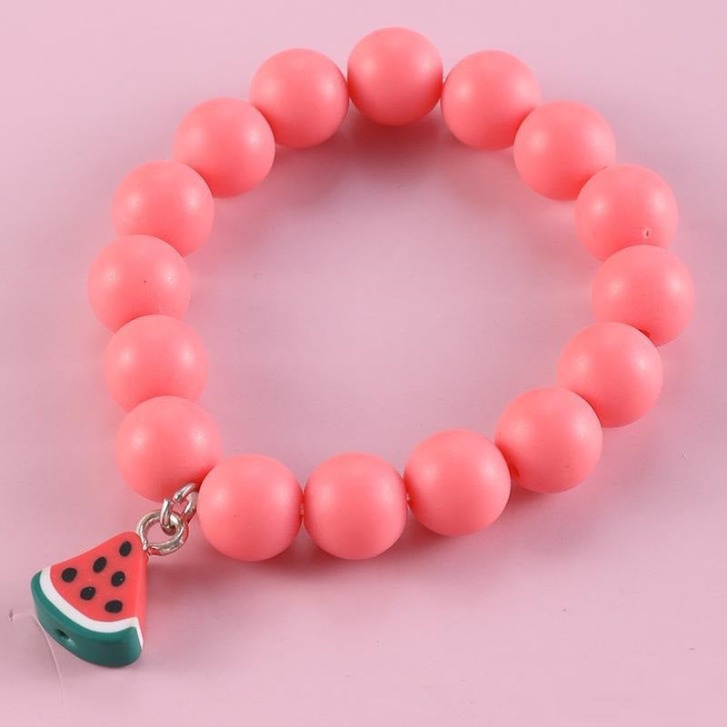 Children's Set Simple And Lovely Fruit Soft Pottery Frosted Beads Bracelet Bijou Her