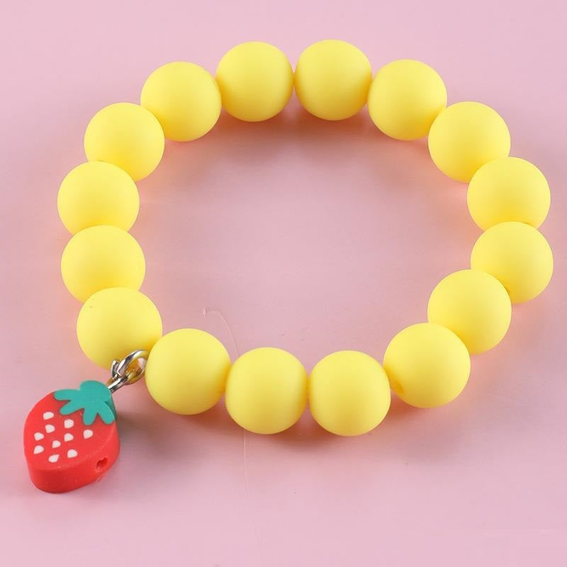 Children's Set Simple And Lovely Fruit Soft Pottery Frosted Beads Bracelet Bijou Her