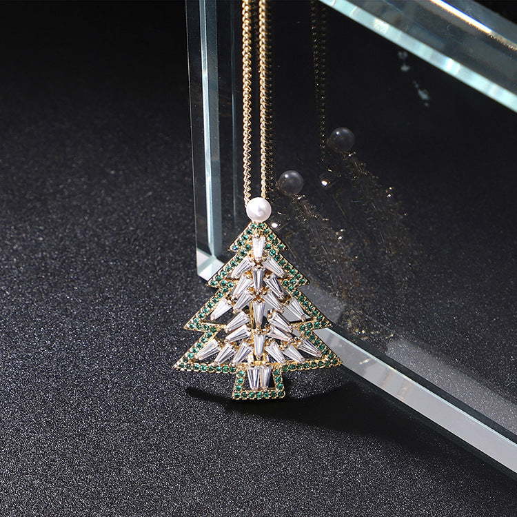 Christmas Tree Pendant Long Necklace Female Hundred Bijou Her