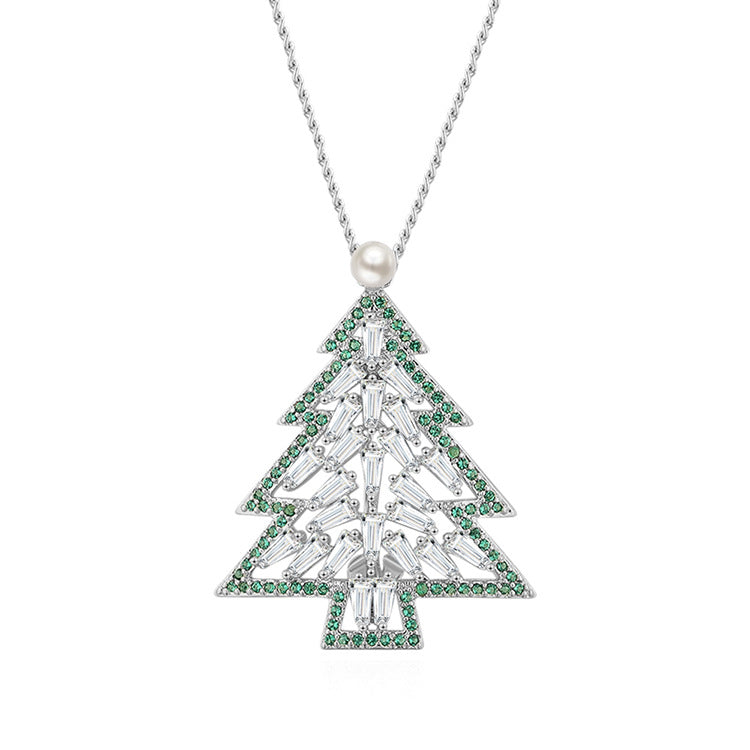 Christmas Tree Pendant Long Necklace Female Hundred Bijou Her