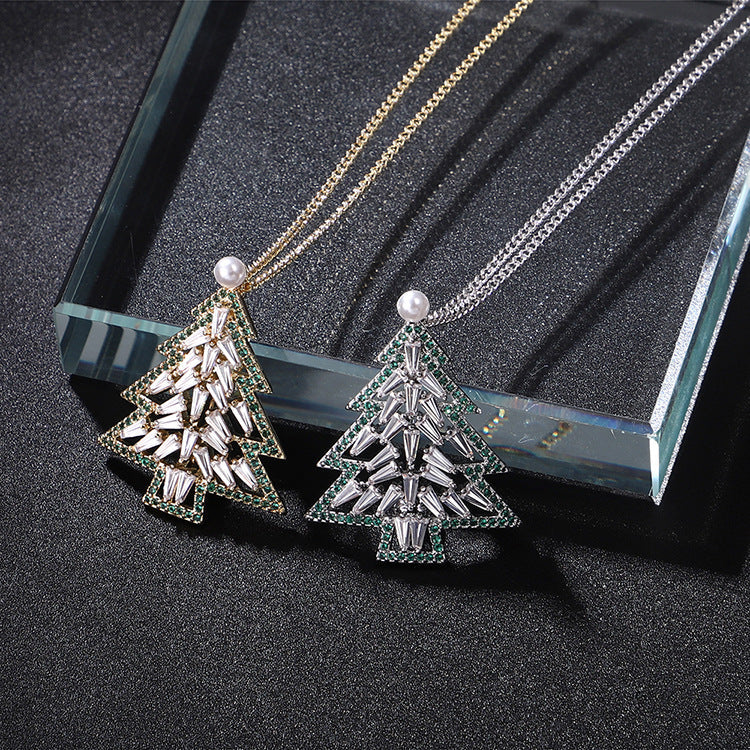 Christmas Tree Pendant Long Necklace Female Hundred Bijou Her