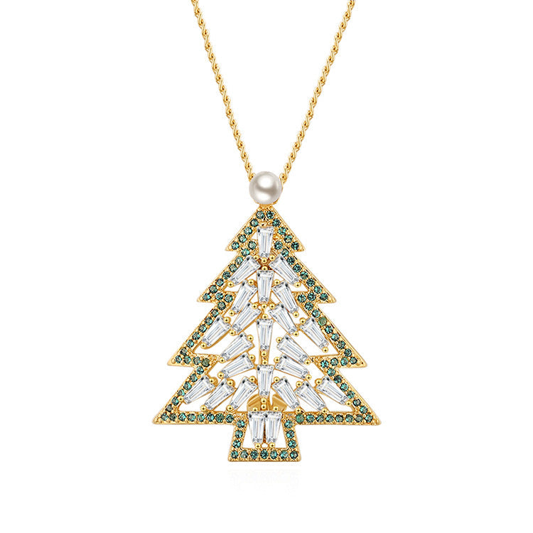 Christmas Tree Pendant Long Necklace Female Hundred Bijou Her