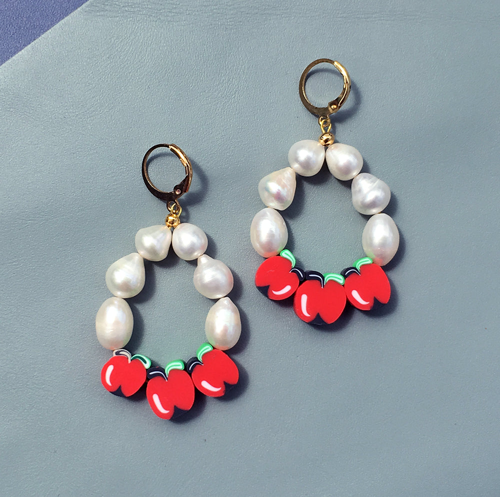 Chunky Pearl Fruit Earrings - Pick Your Own Fruits for Summer Bijou Her