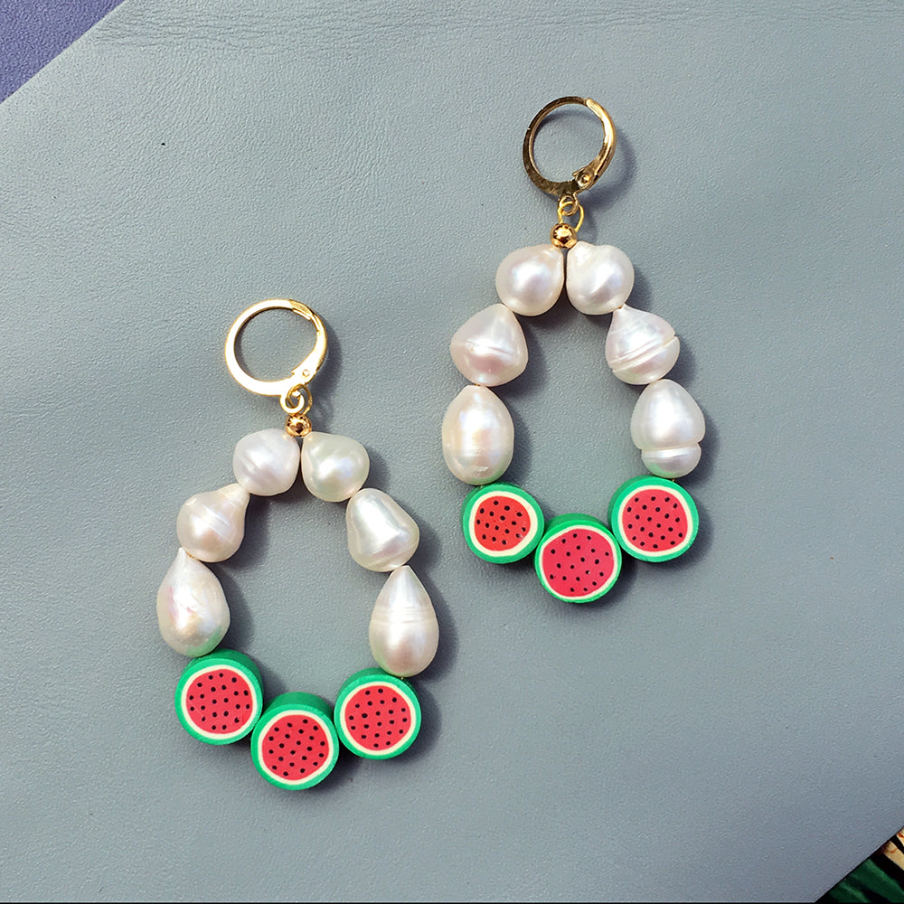 Chunky Pearl Fruit Earrings - Pick Your Own Fruits for Summer Bijou Her