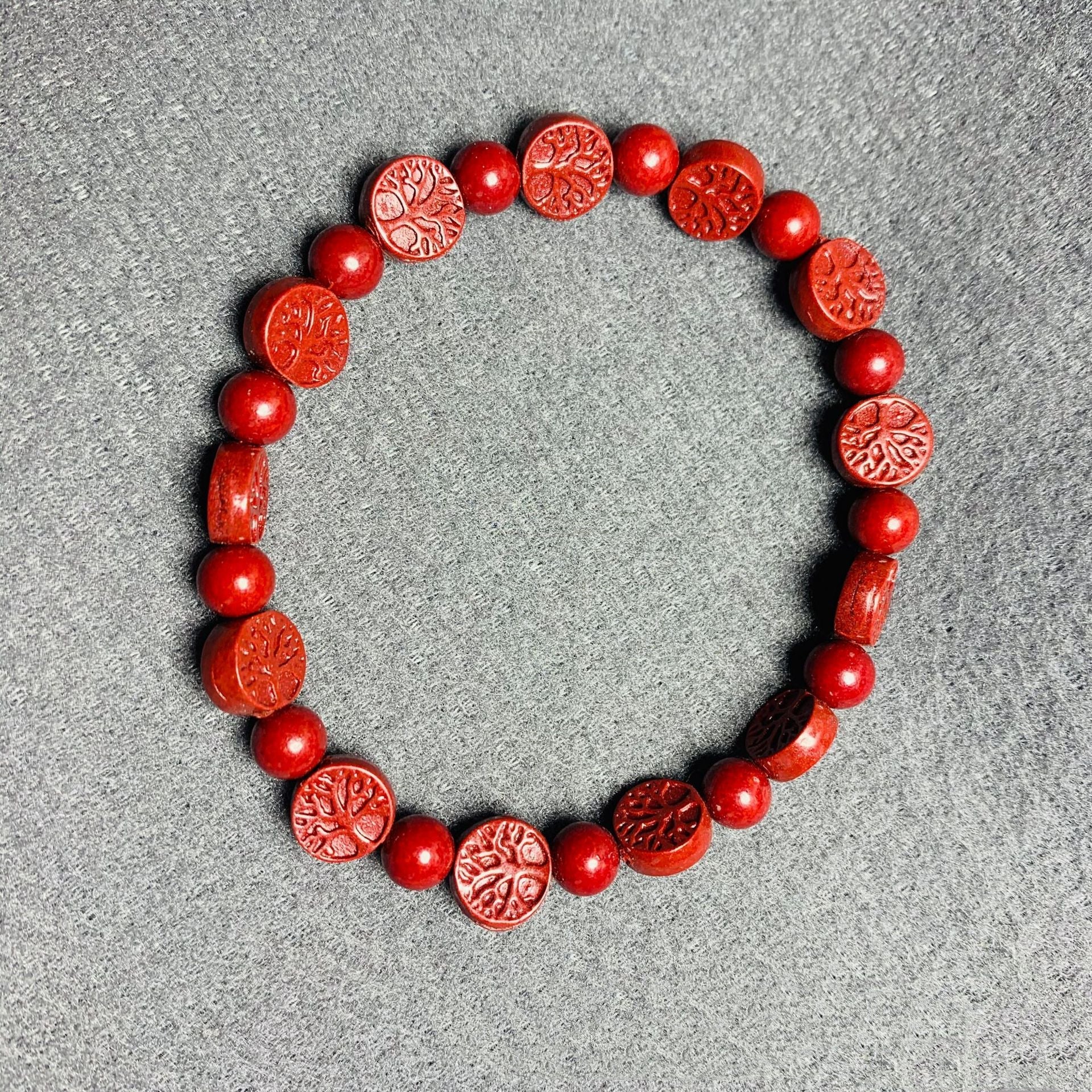 Cinnabar 108 Head Buddha Lotus Bracelet Bijou Her