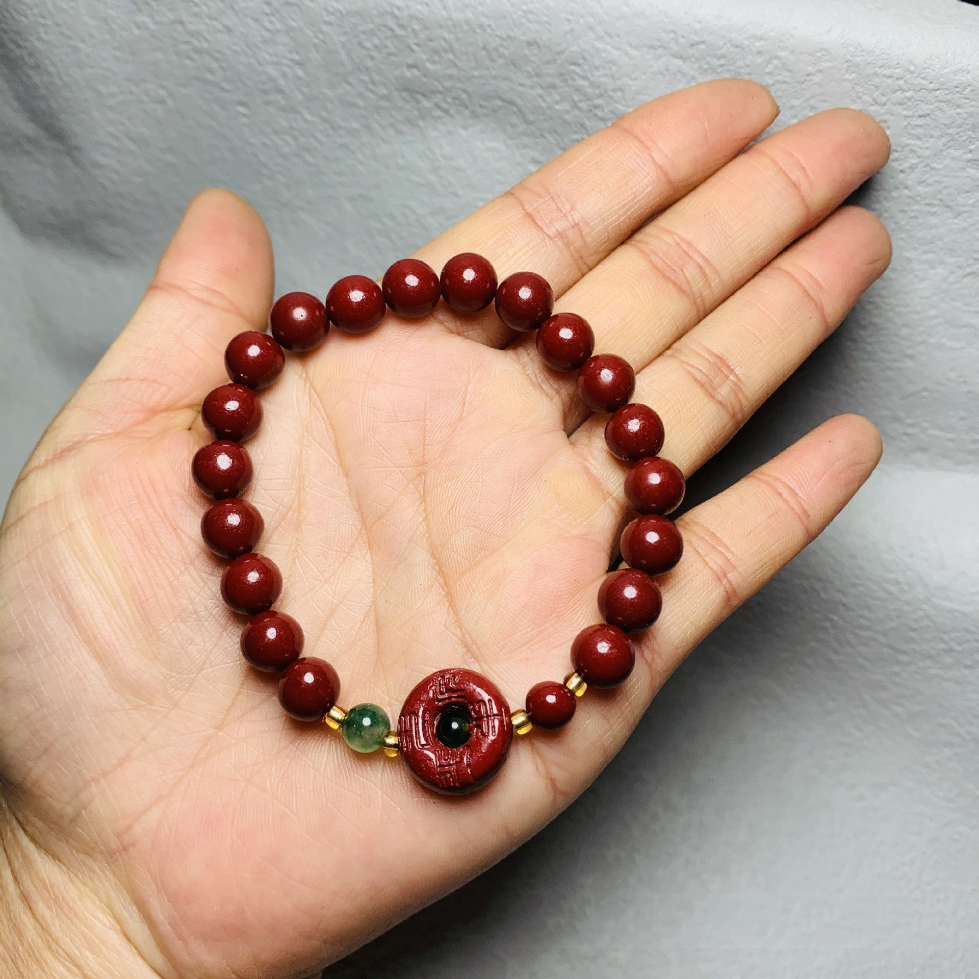 Cinnabar 108 Head Buddha Lotus Bracelet Bijou Her