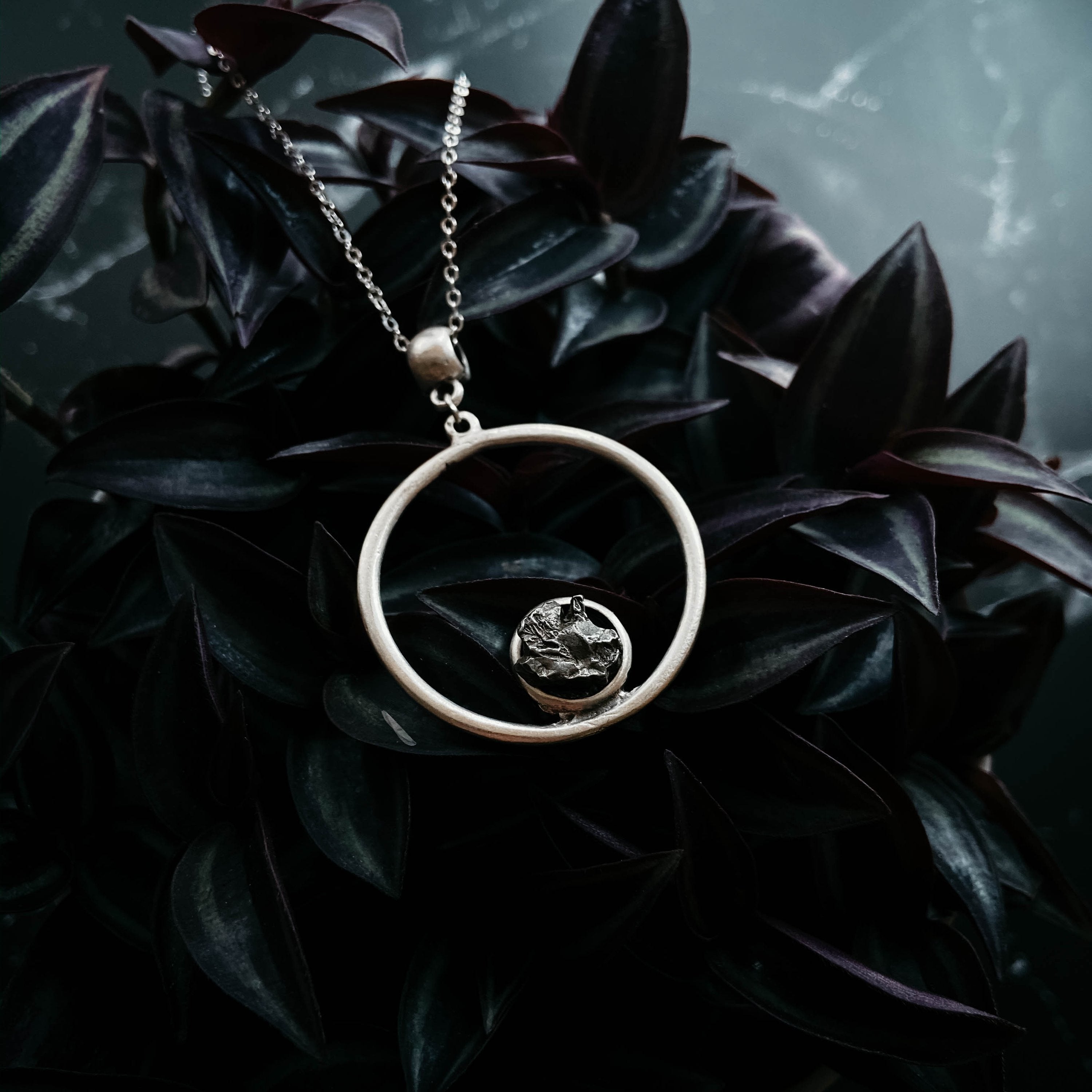 Circle Necklace with Authentic Raw Meteorite Bijou Her