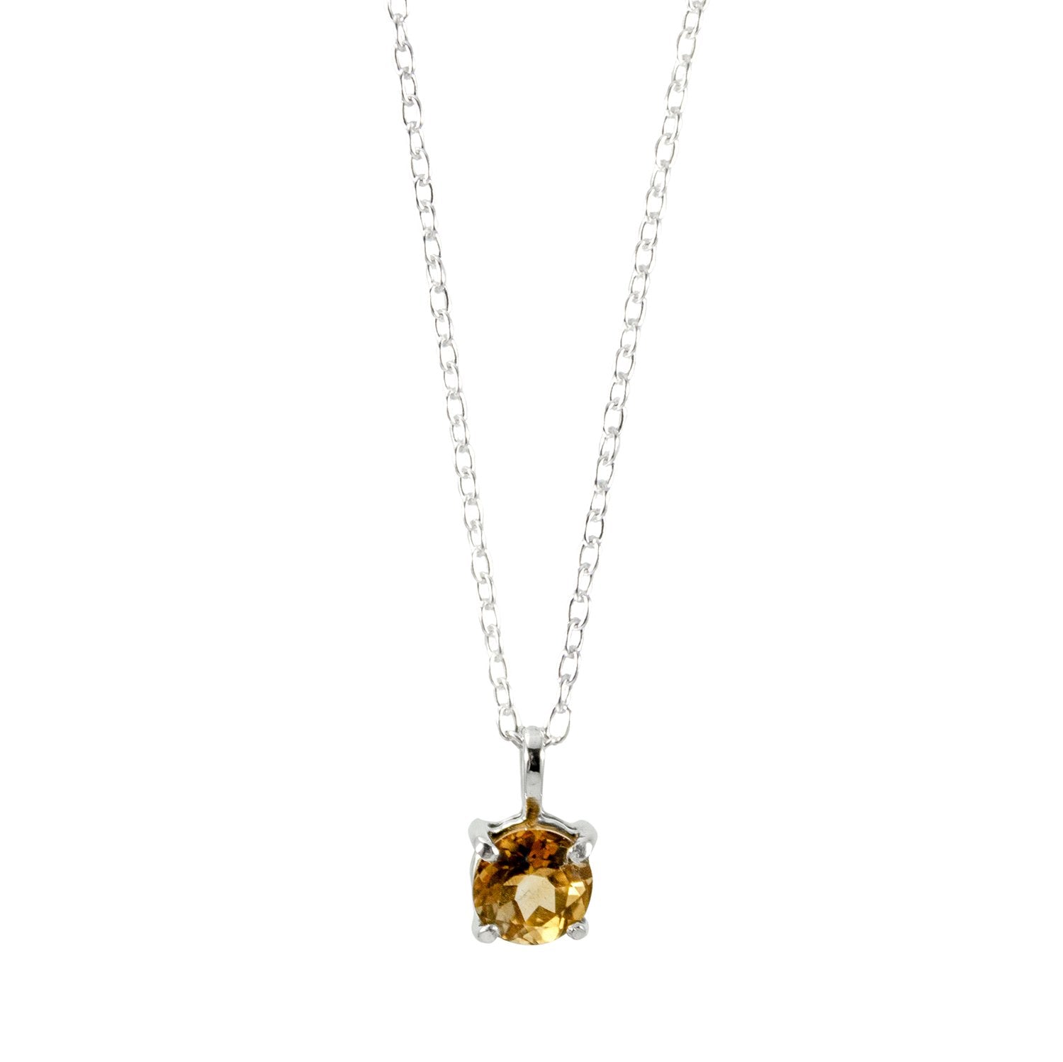 Citrine Basket Pendant Necklace - Sterling Silver, 18" or 20" Lengths Bijou Her