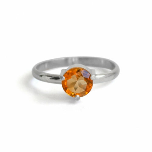 Citrine Solitaire Ring - Sterling Silver Three Prong Claw Setting Bijou Her