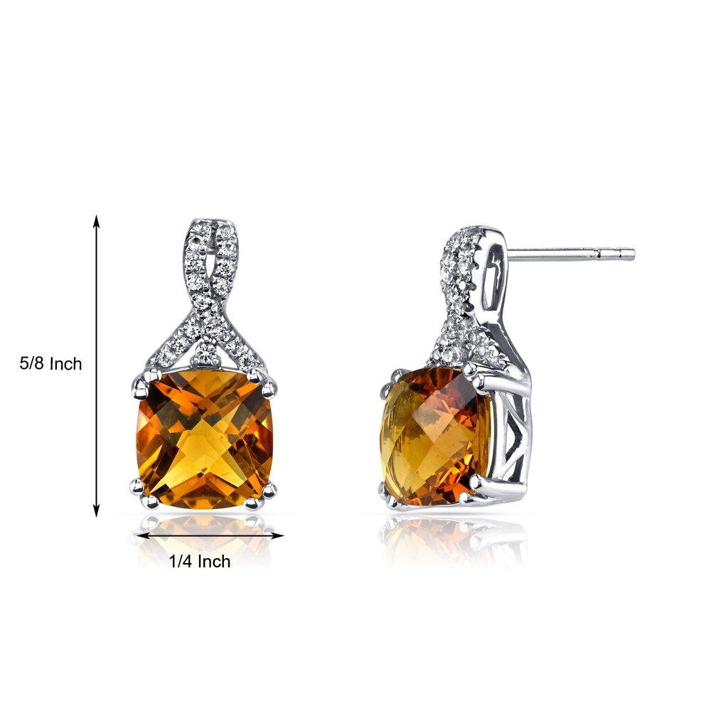 Citrine Stud Earrings in 18K White Gold Plating - Hypoallergenic Gemstone Jewelry Made to Last Bijou Her