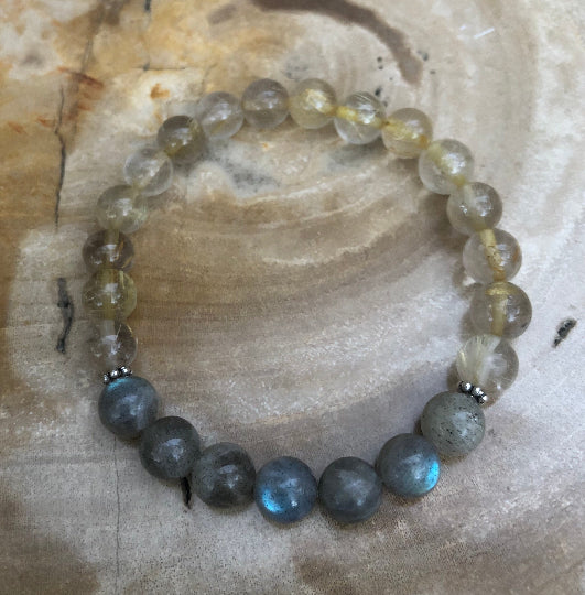 Citrine and Blue Flash Labradorite Bracelet for Creativity and Spiritual Protection Bijou Her