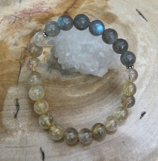 Citrine and Blue Flash Labradorite Bracelet for Creativity and Spiritual Protection Bijou Her