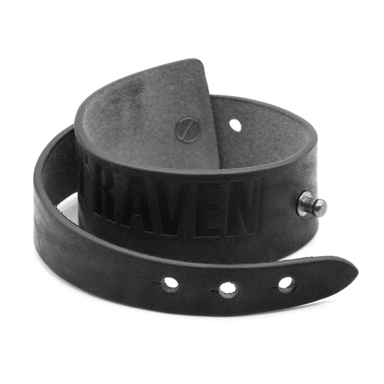 Classic Rocker Style: True N' Raven Black Leather Bracelet with Stainless Steel Adjuster Bijou Her