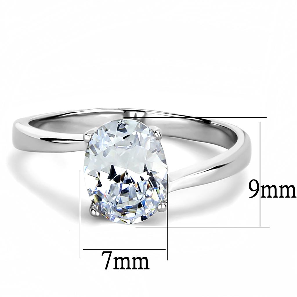 Clear Cubic Zirconia Oval Ring for Women in Stainless Steel Bijou Her