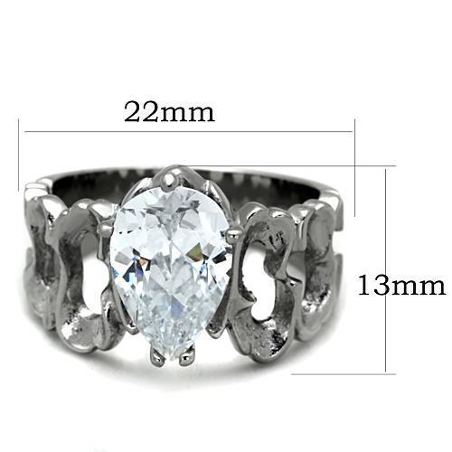 Clear Cubic Zirconia Pear Ring for Women - Stainless Steel Jewelry Bijou Her