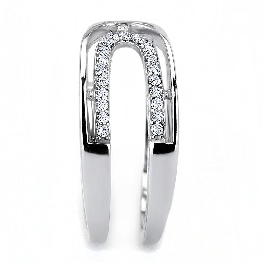 Clear Cubic Zirconia Stainless Steel Women's Ring - High Polished Bijou Her