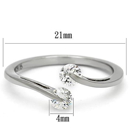 Clear Cubic Zirconia Stainless Steel Women's Ring - High Polished Bijou Her
