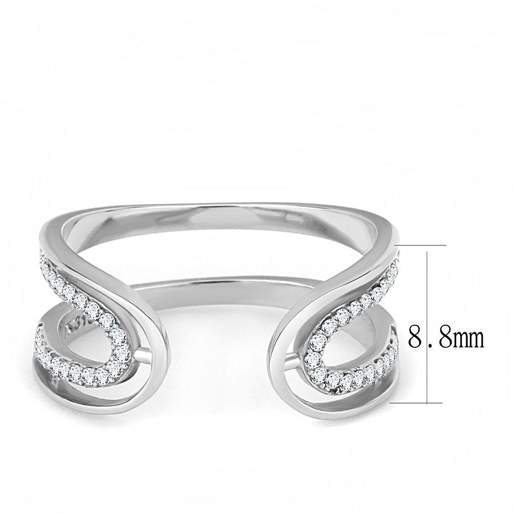 Clear Cubic Zirconia Stainless Steel Women's Ring - High Polished Bijou Her