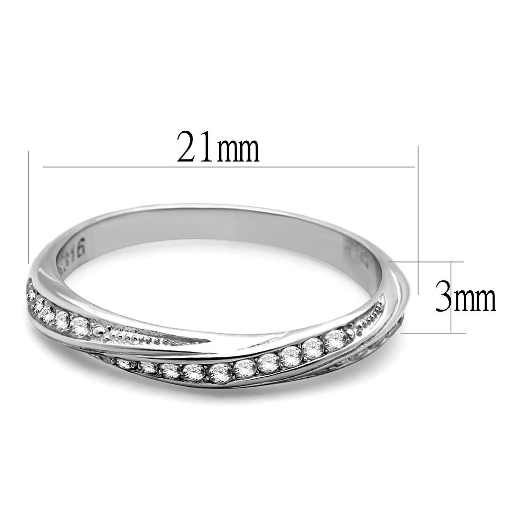 Clear Cubic Zirconia Stainless Steel Women's Ring - High Polished Bijou Her