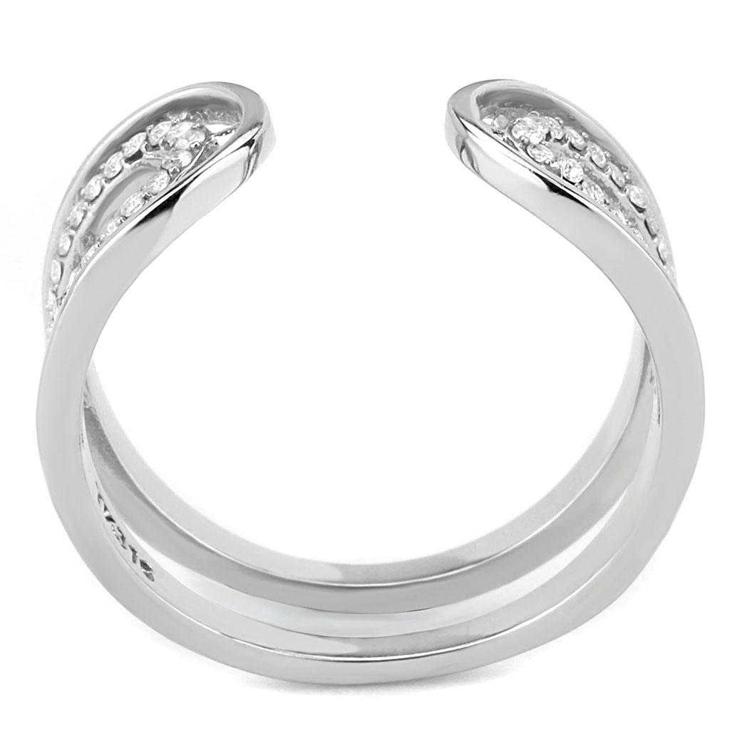 Clear Cubic Zirconia Stainless Steel Women's Ring - High Polished Bijou Her