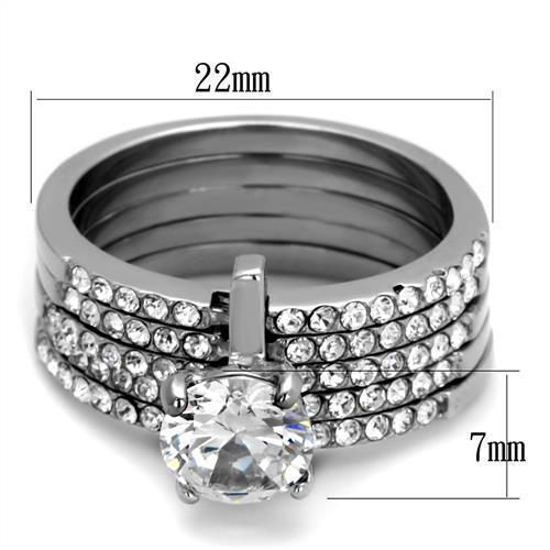 Clear Cubic Zirconia Stainless Steel Women's Ring - High Polished Jewelry Bijou Her