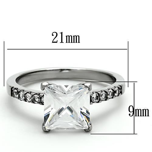 Clear Cubic Zirconia Stainless Steel Women's Ring - High Polished Jewelry TK1486 Bijou Her