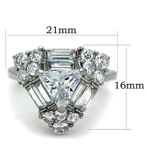 Clear Cubic Zirconia Triangle Ring - Women's Stainless Steel Jewelry Bijou Her