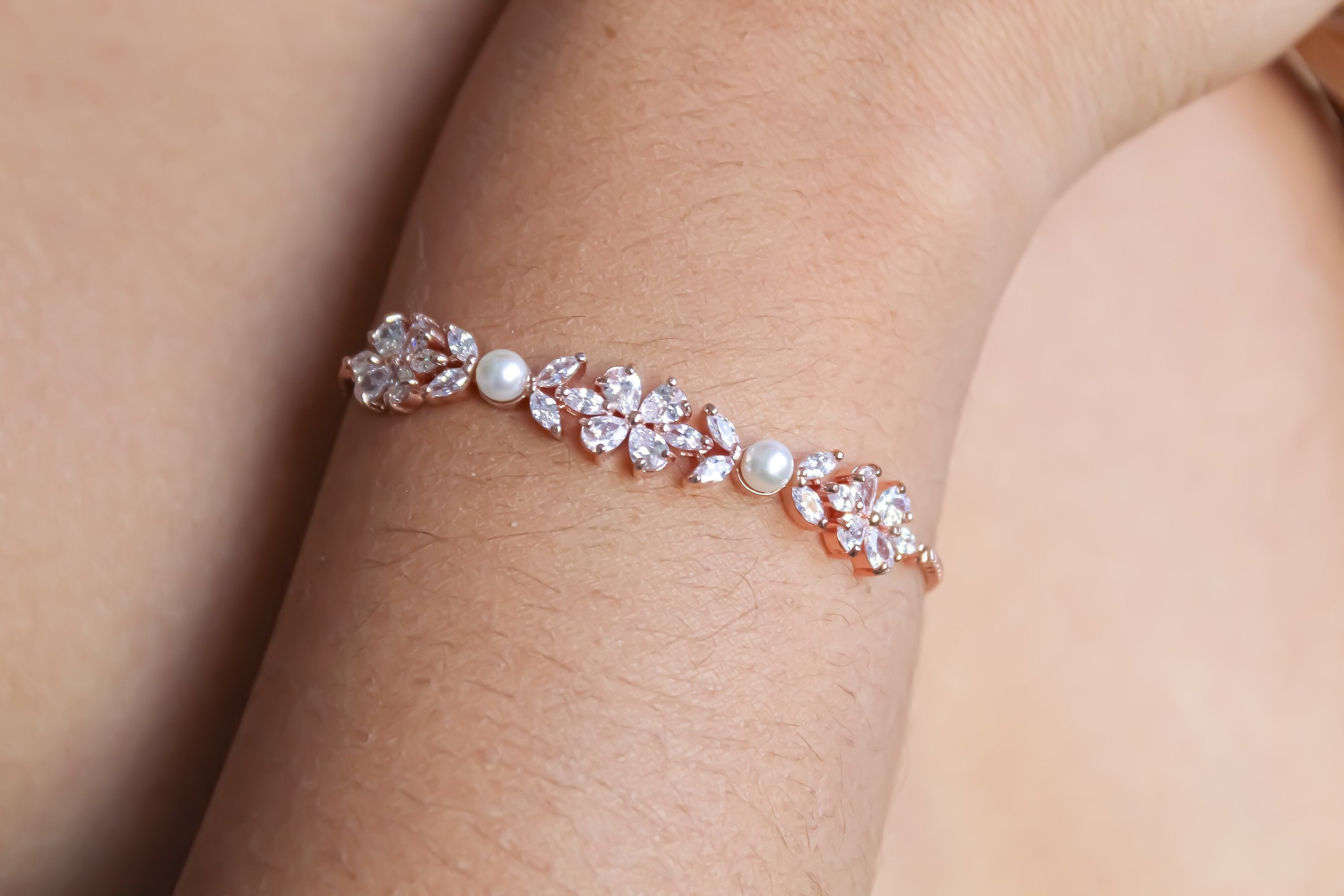 Clear Sky Star Bracelet - Rose Gold Plated Zircon Adjustable Strap Gift Idea Bijou Her