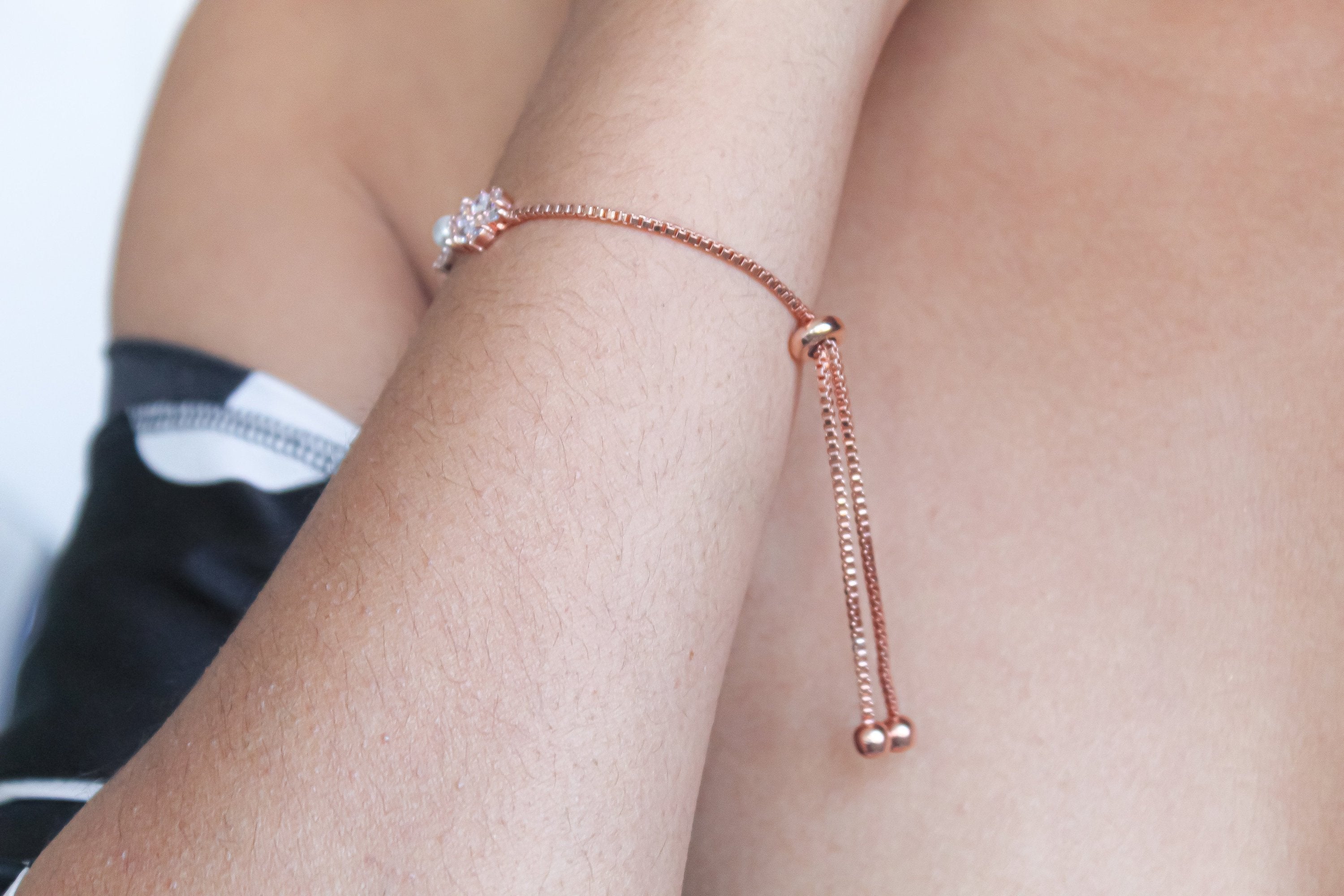 Clear Sky Star Bracelet - Rose Gold Plated Zircon Adjustable Strap Gift Idea Bijou Her