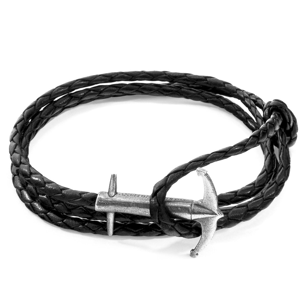 Coal Black Admiral Silver & Leather Bracelet Bijou Her