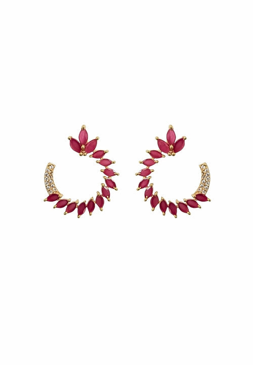 Colorful Golden Viper Earrings with Zirconia Stones - 18K Gold Plated, Lightweight Design, Pierced Ears | Bombay Sunset Sustainability Values Bijou Her