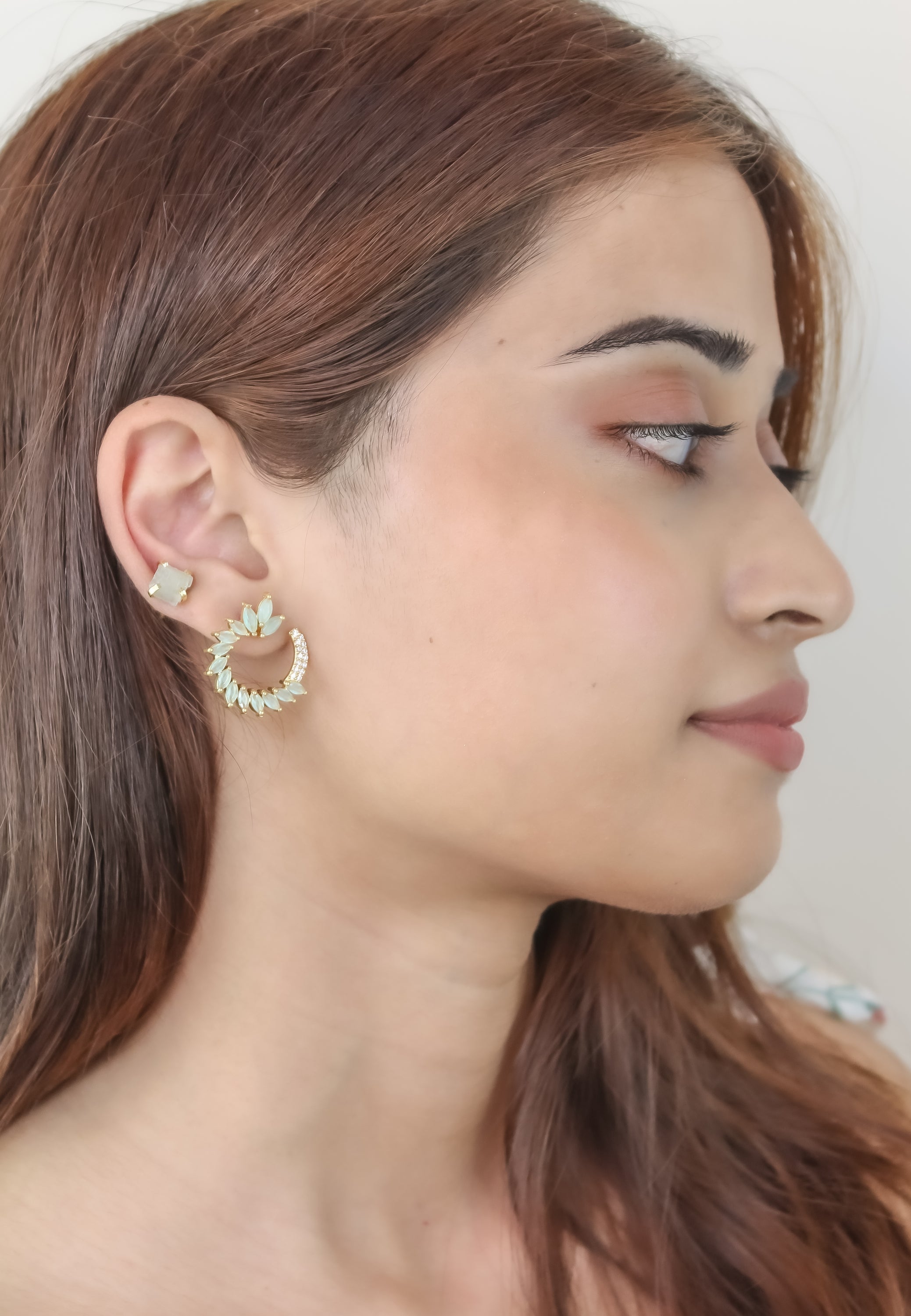 Colorful Golden Viper Earrings with Zirconia Stones - 18K Gold Plated, Lightweight Design, Pierced Ears | Bombay Sunset Sustainability Values Bijou Her